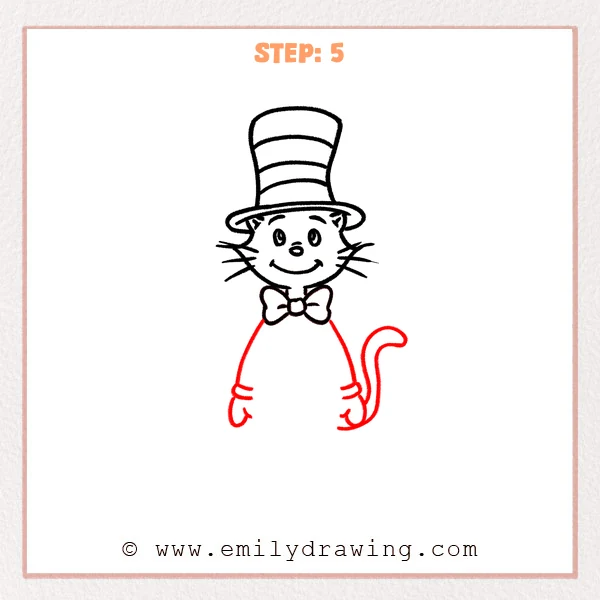 how to draw a cat in the hat - Step 5